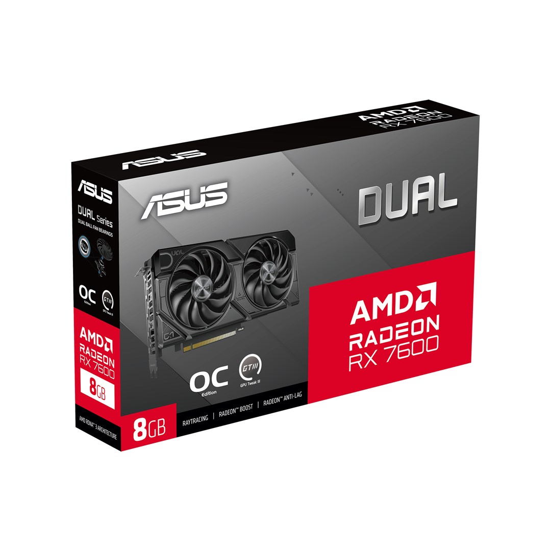 Kartelë grafike ASUS Dual -RX7600-O8G-EVO AMD Radeon RX 7600 8 GB GDDR6