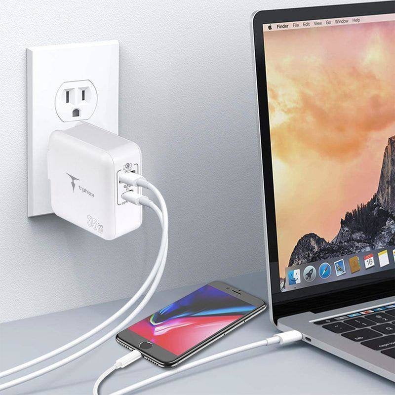 Karikues rrjeti T-Phox MEGA T-PP09 GaN PD, 65W, USB dhe USB C, i bardhë