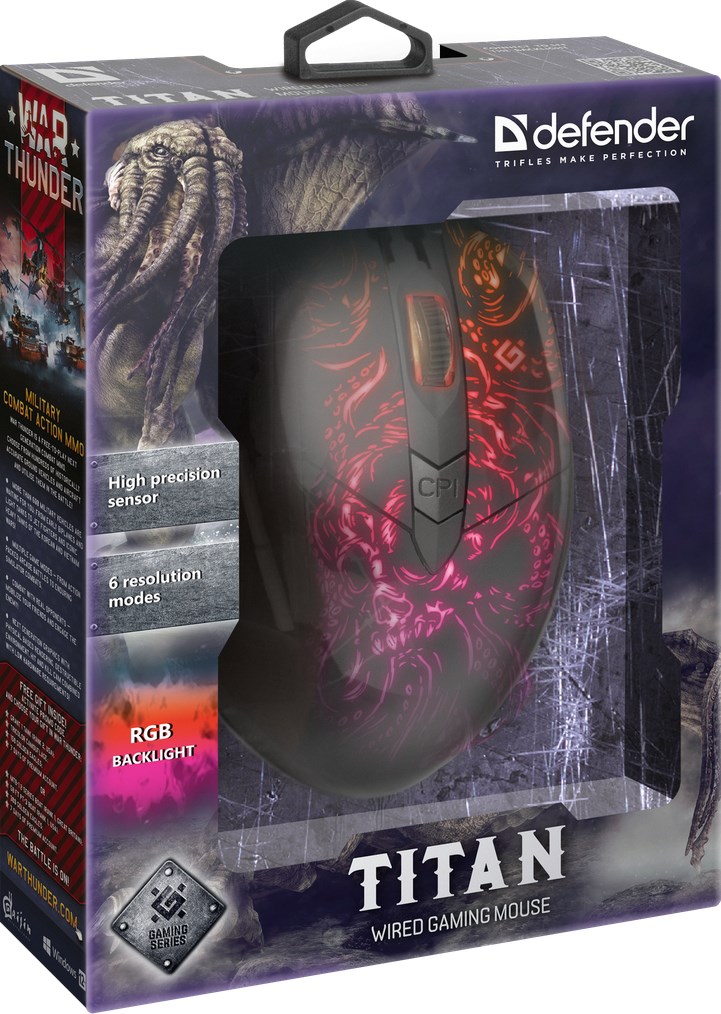 Maus gaming Defender Titan GM-650L, RGB, i zi