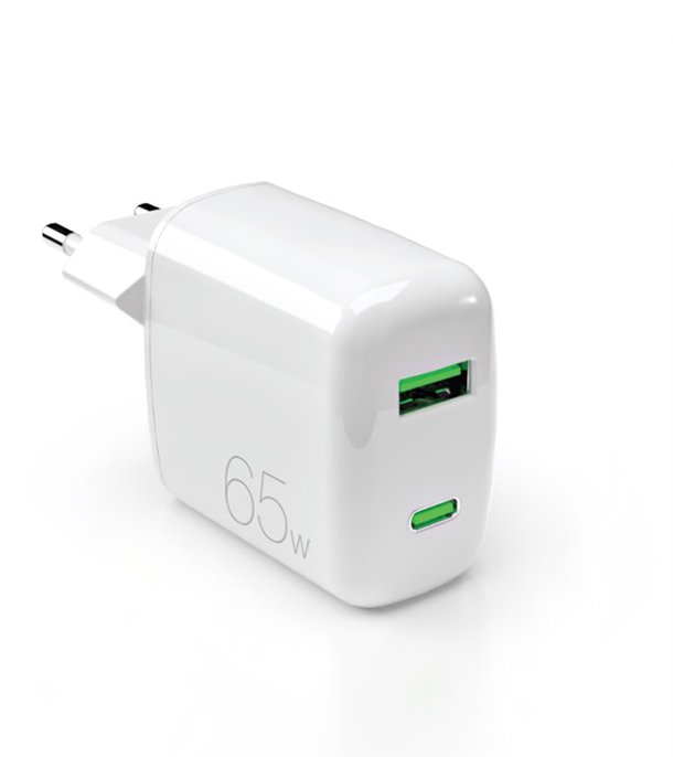 Karikues muri Puro MiniPro, 65W, USB A dhe USB C, i bardhë