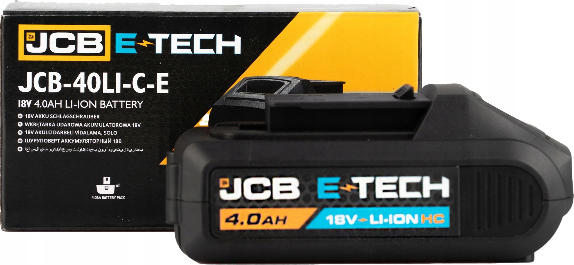 Bateri JCB Lithium Ion 18V, 4.0Ah, e zezë