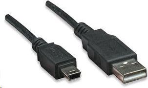 Kabllo USB Manhattan USB A në mini USB, 1.8 m, e zezë