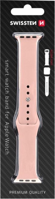 Rrip ore Swissten Silicone për Apple Watch 42-44mm, silikon, rozë e hapur