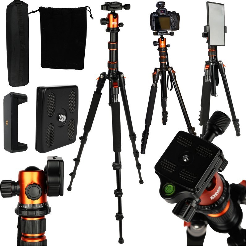 Tripod për kamera dhe telefon Bitmat PS1 PRO, 170 cm, me mbajtëse telefoni dhe çantë transporti, i zi
