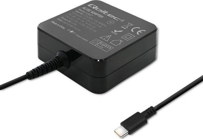 Karikues laptopi Qoltec 51027, 65W, USB Type C PD, i bardhë