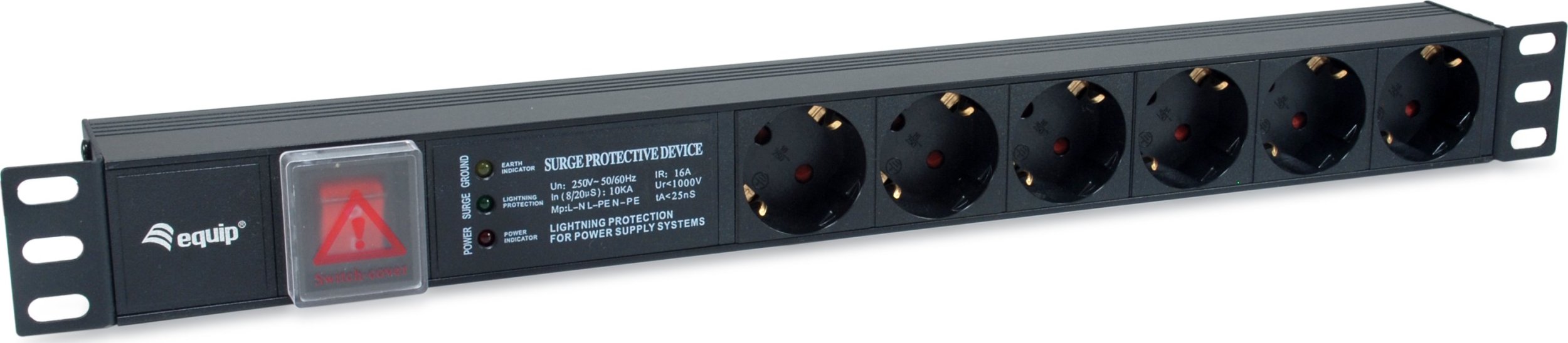 Shirit rryme Equip 6 porta, mbrojtje nga mbingarkesa, kabllo 1.8m, gri