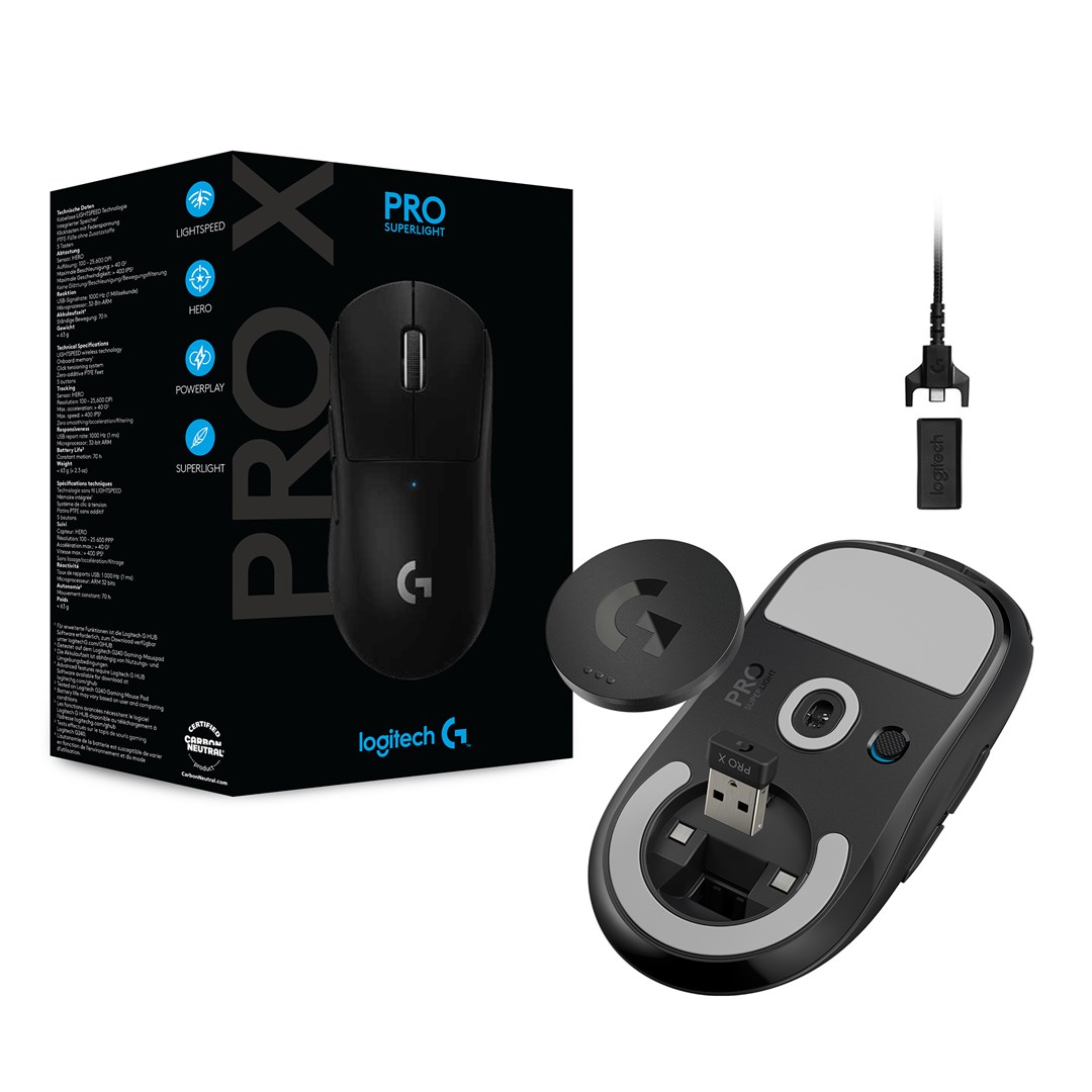 Maus gaming wireless Logitech G Pro X Superlight, sensor HERO 25K, 63g, i zi