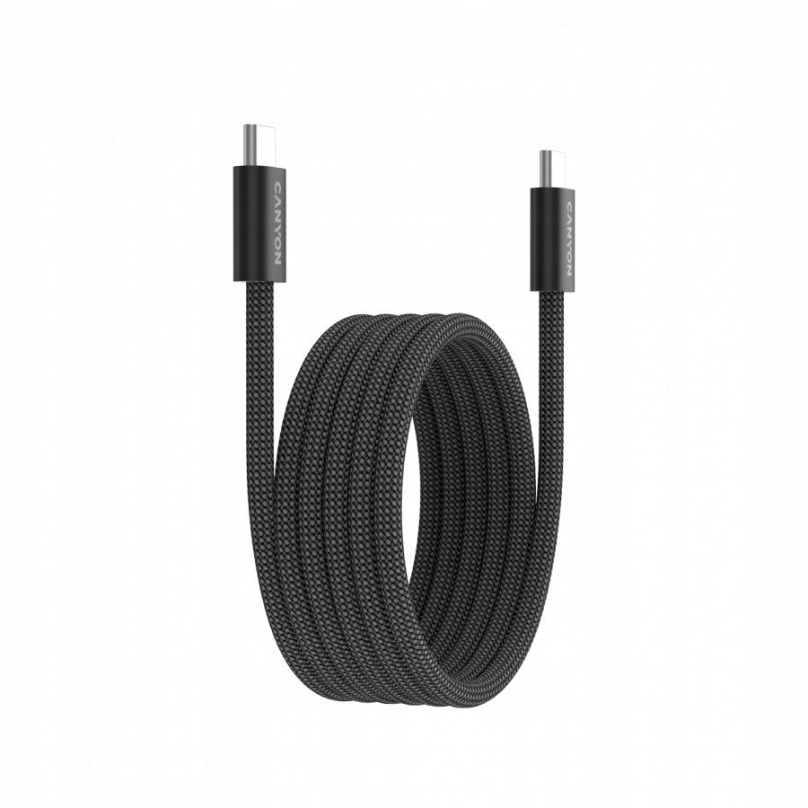 Kabllo USB C Canyon OnWire 60MG, USB C në USB C, 1m, 60W, e zezë