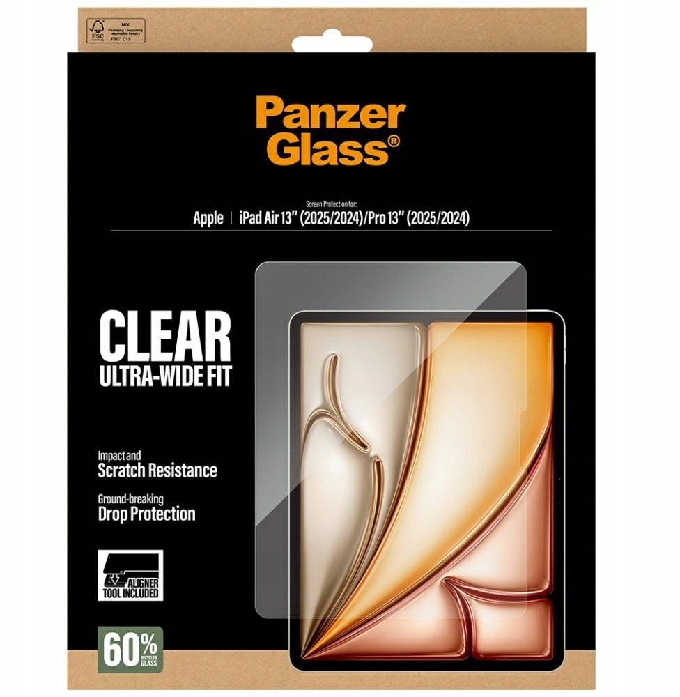 Mbrojtëse ekrani PanzerGlass për iPad Air 13" 2024 2026 dhe iPad Pro 13" 2024 2025, Ultra Wide Fit, me FastFit, transparente