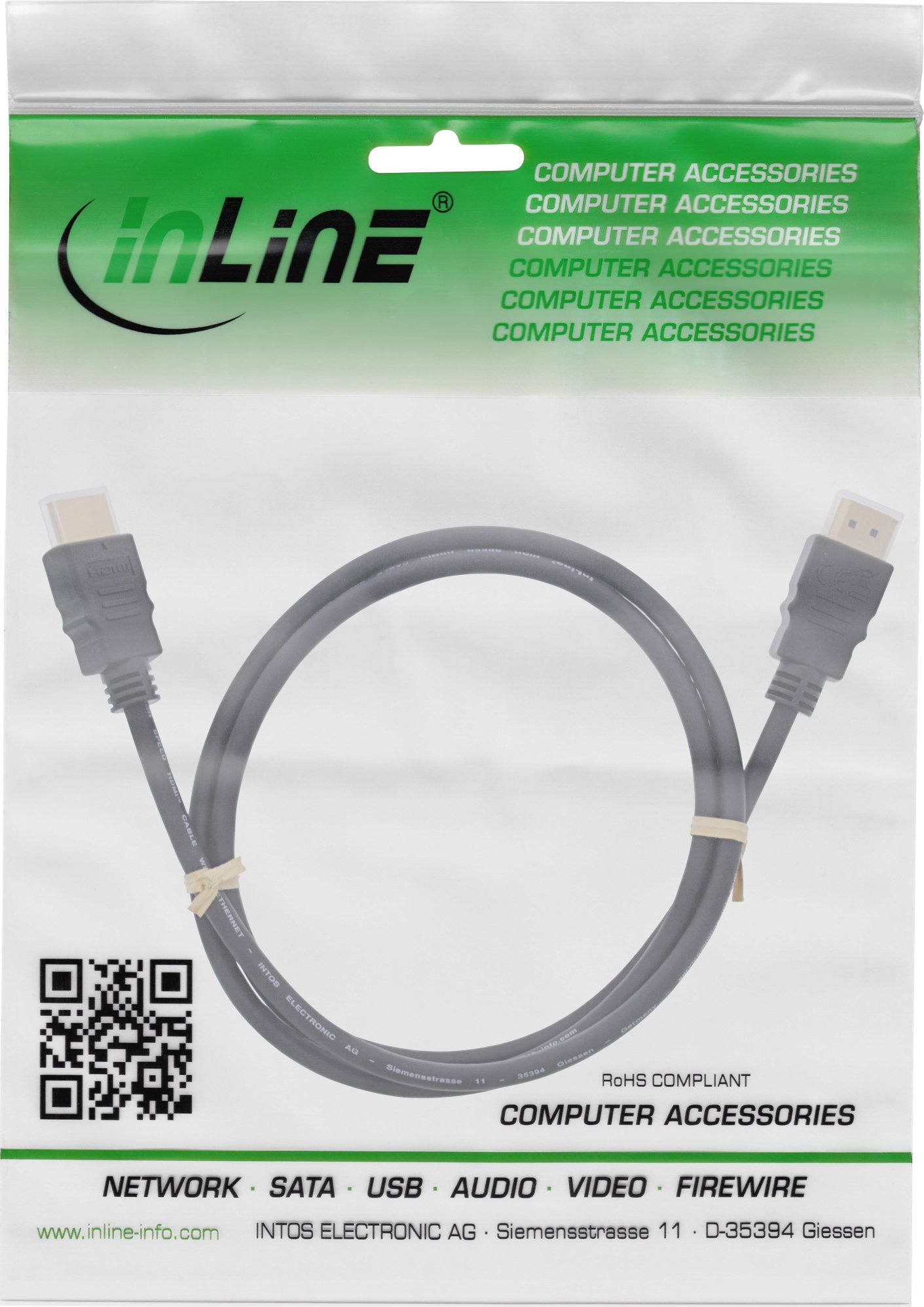 Kabllo HDMI InLine High Speed me Ethernet, 2.5m, e zezë