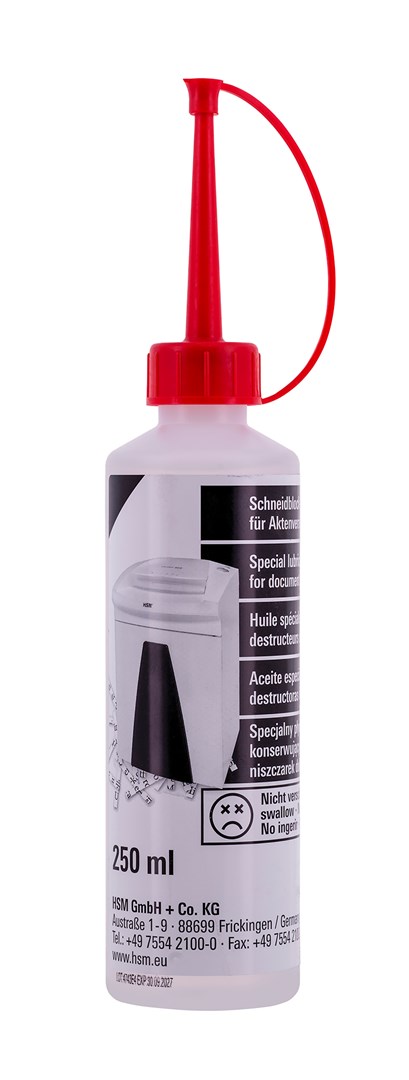 Vaj lubrifikues HSM, 250 ml, për makina shkatërruese dokumentesh