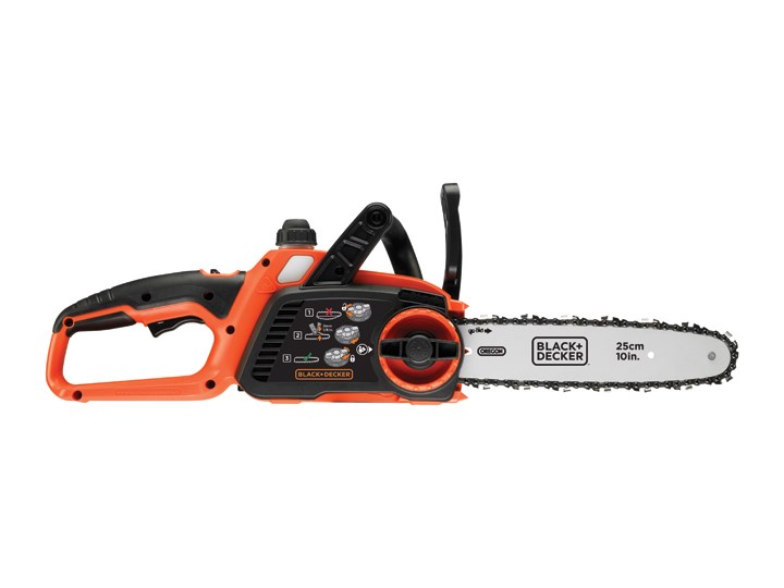 Sharrë zinxhiri pa kabllo Black&Decker GKC1825L20, 18V, shufër 25cm, portokalli