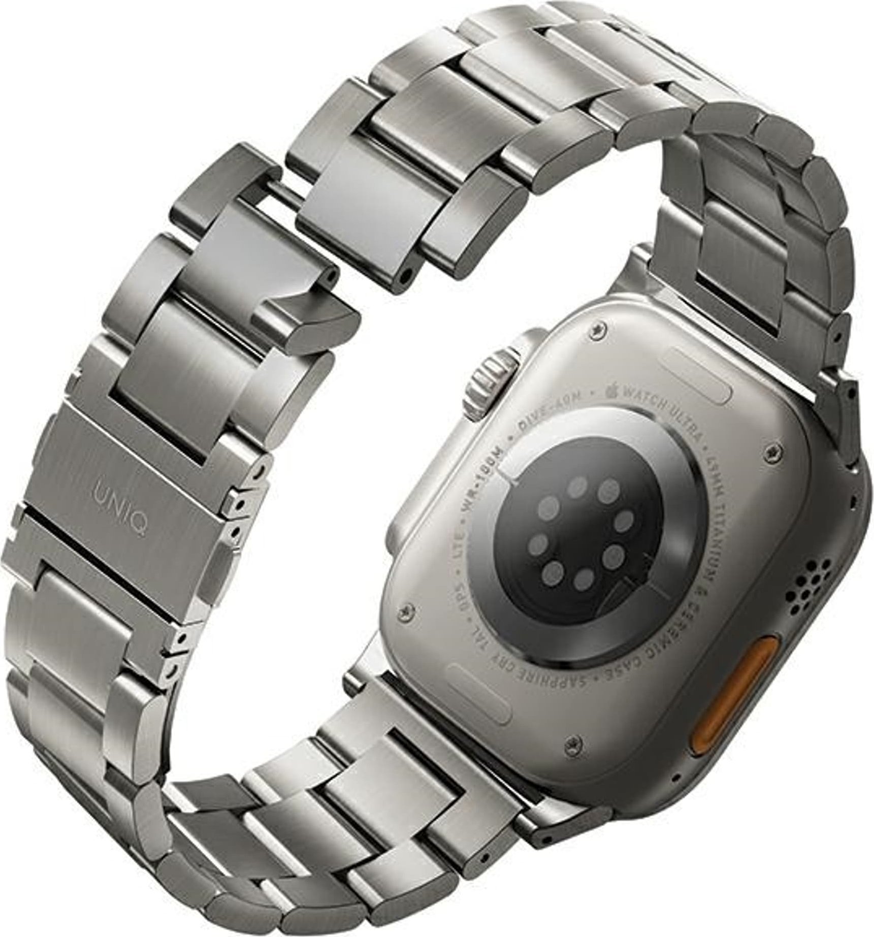 Rrip ore Uniq Osta Strap Case për Apple Watch, 42/44/45/49mm, çelik inox, argjendtë