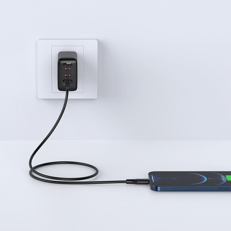 Kabllo karikimi Acefast USB A në Lightning, 1.2 m, 2.4 A, e zezë