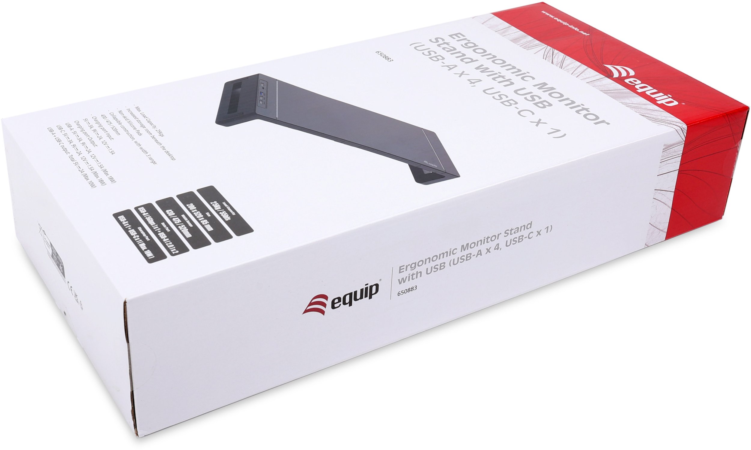 Ngritës monitori Equip 650883, 4x USB A USB C, deri 25kg, i zi