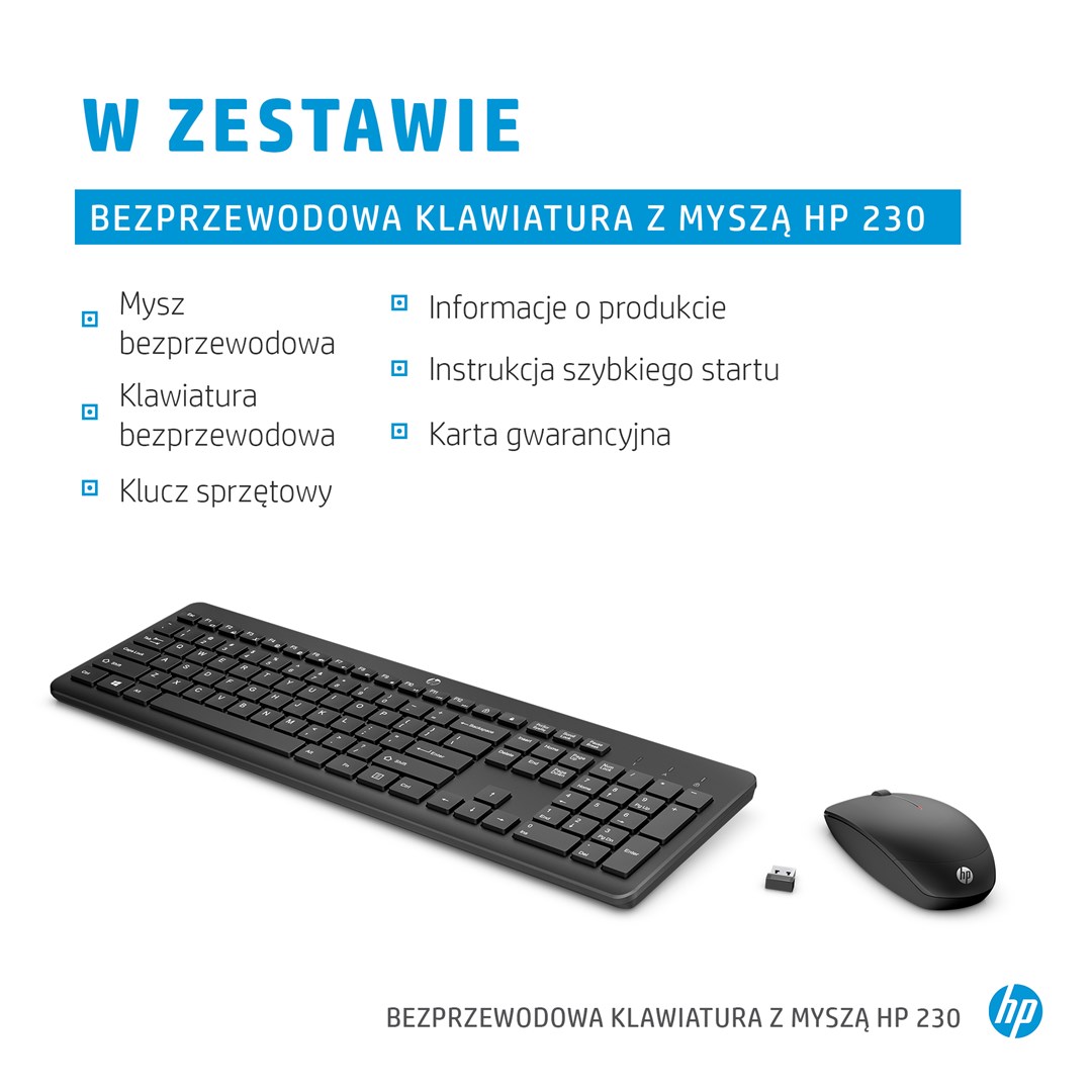 Set tastierë dhe maus HP 230 Wireless, 2.4GHz, i zi