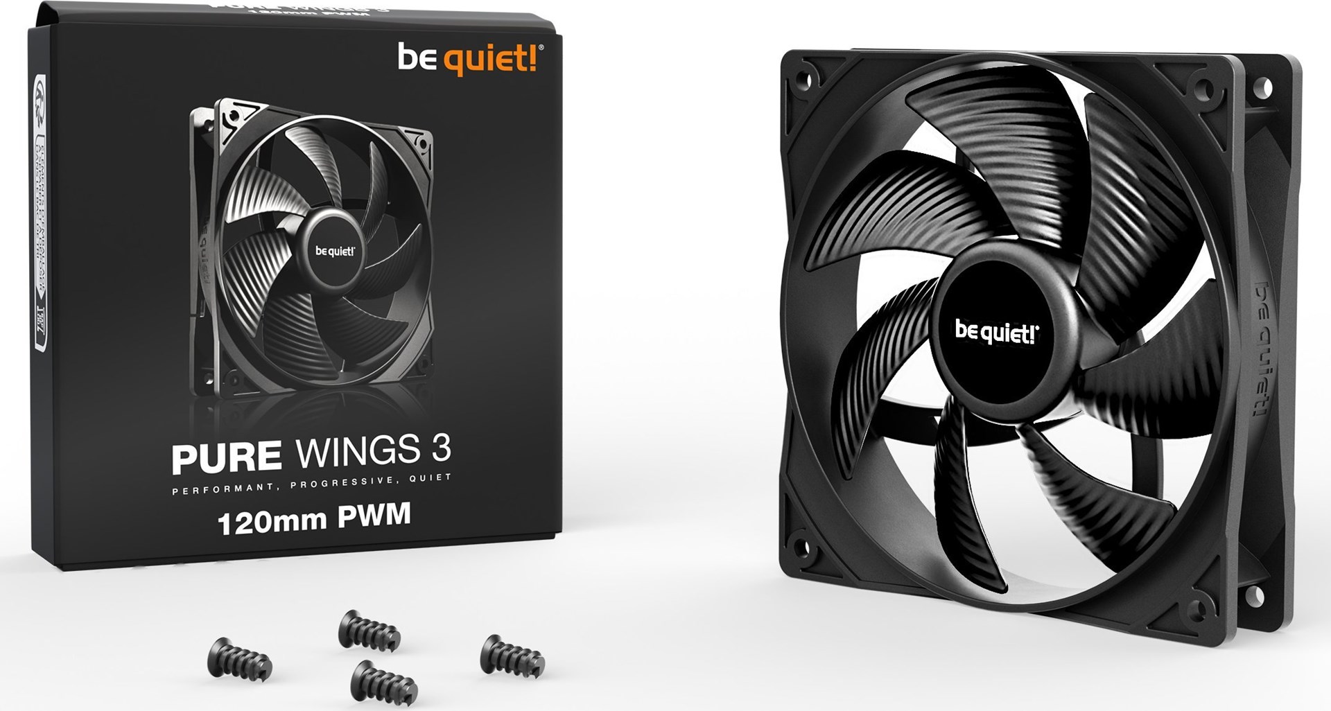 Ftohës Be quiet! Pure Wings 3, 12 cm, i zi