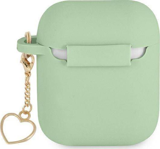 Kllëf silikoni Guess Charm Heart Collection për AirPods, me varëse, jeshile