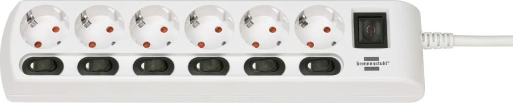 Shirit за струја Brennenstuhl Socket Line, 6 приклучници, кабел 2 m, бел