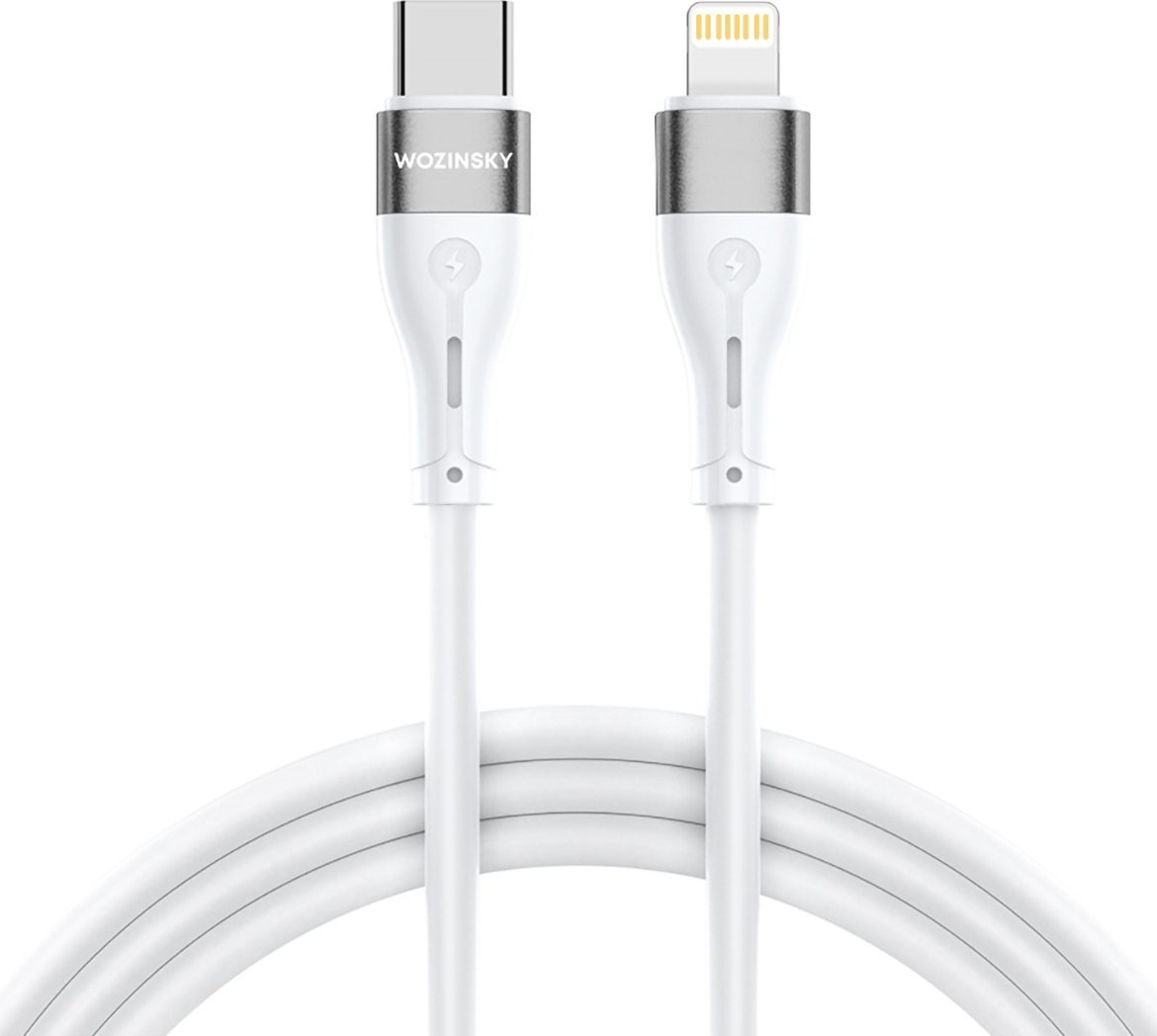 Kabllo karikimi Wozinsky WSTCL1, Lightning në USB-C, 27W PD, 1 m, e bardhë