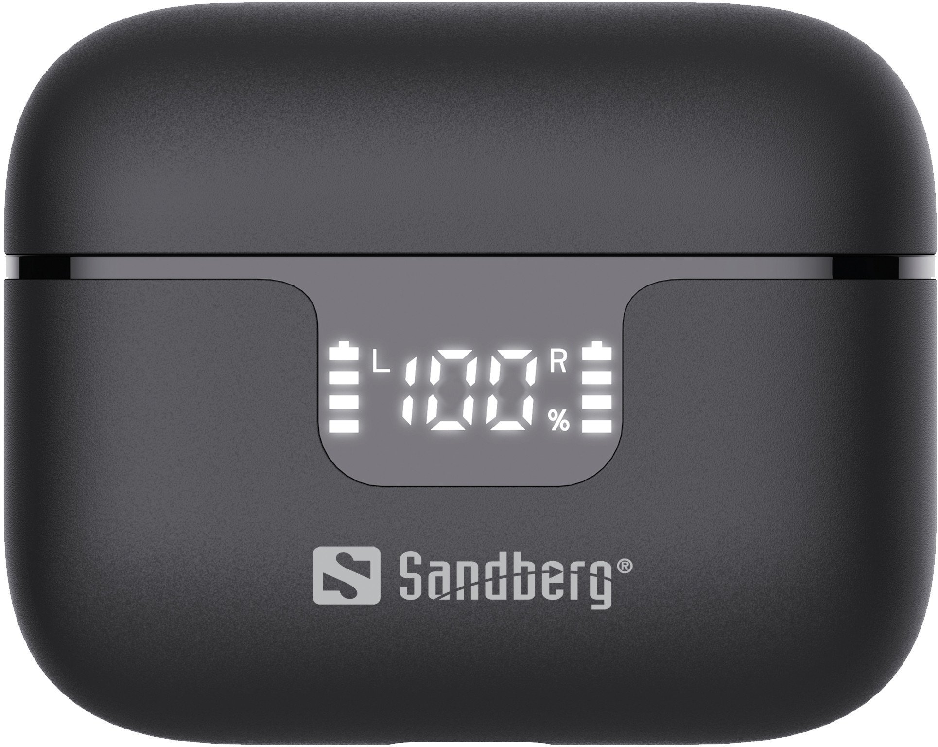 Kufje wireless Sandberg Wireless Earbuds ANC ENC, Bluetooth, me kasë karikimi me ekran, të zeza