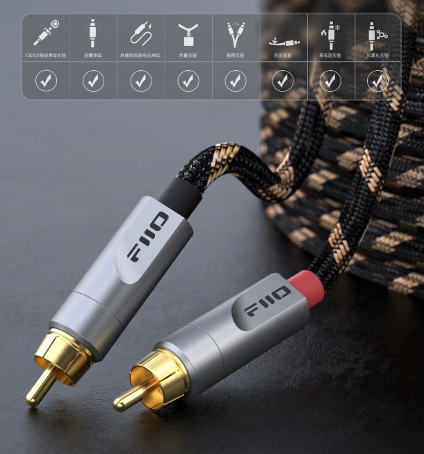 Kabllo audio FiiO LR-RCA4S, 0.20m, RCA Cinch, e zezë