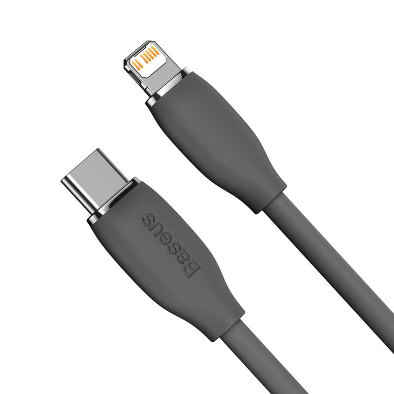 Kabllo USB Baseus Jelly Liquid Silica Gel, USB C në Lightning, 1.2m, e zezë