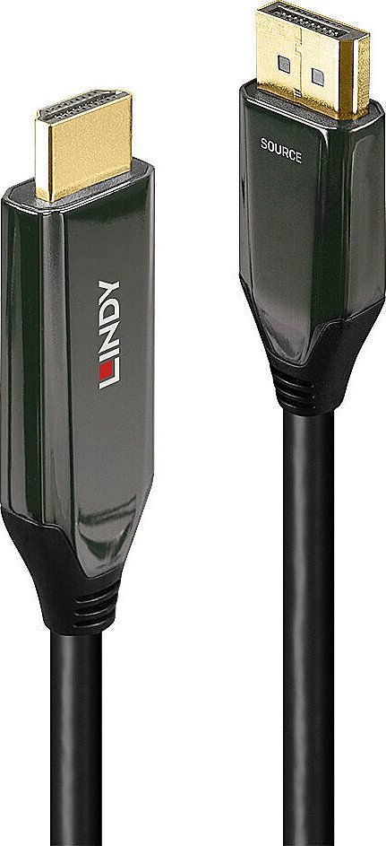 Kabllo Lindy DisplayPort në HDMI, 2m, e zezë