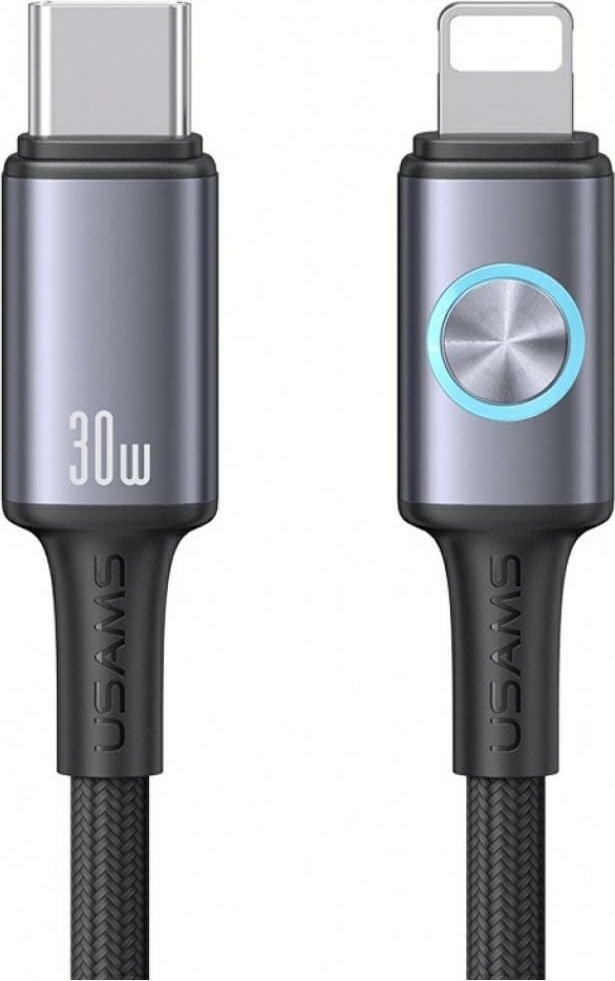 Kabllo USB Usams Huan Series SJ753, USB C në Lightning, 1.2m, 30W, gri