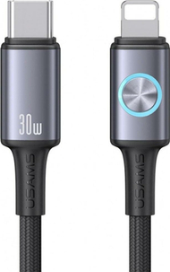 Kabllo USB Usams Huan Series SJ753, USB C në Lightning, 1.2m, 30W, gri