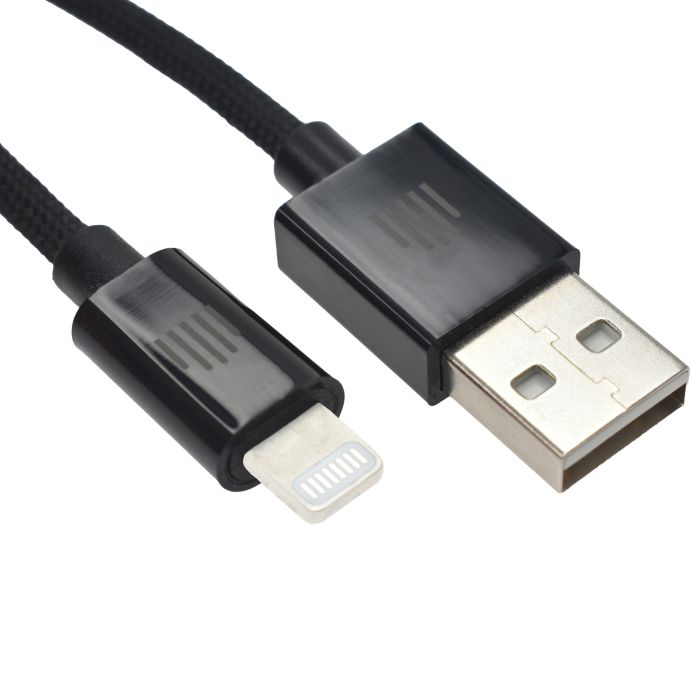 Dviced Cable USB-A To Lightning Nylon Textile 0,25m, Black