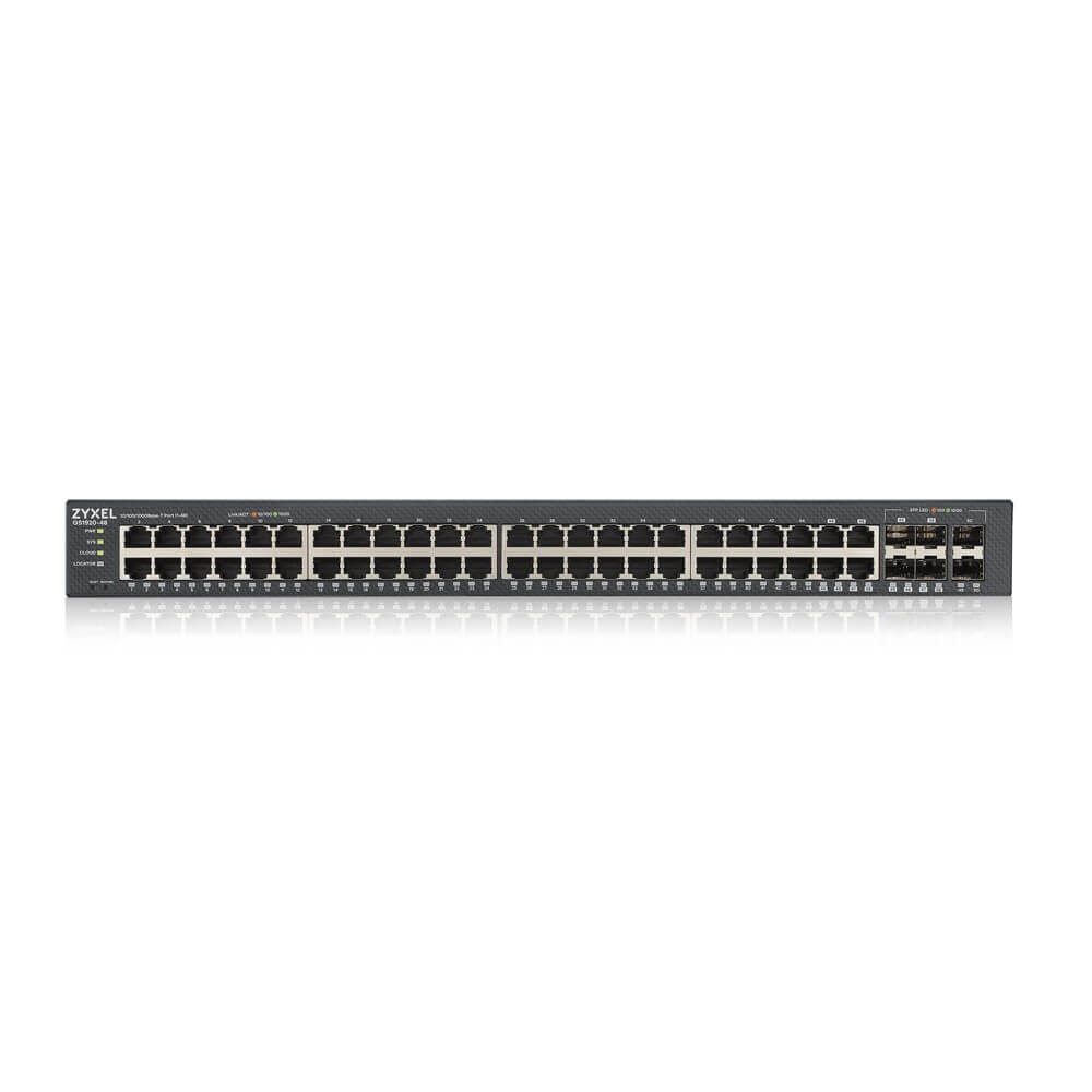 Switch i menaxhuar Zyxel GS1920-48V2, 48 porta Gigabit, PoE, i zi