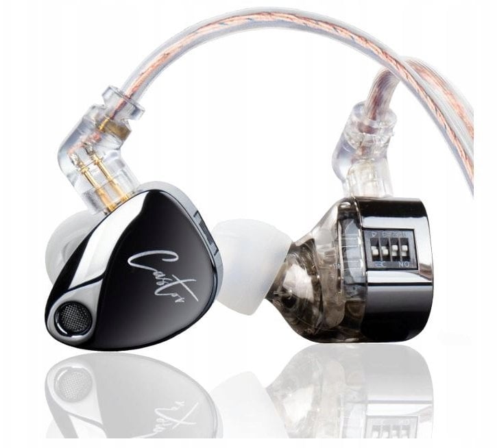 Kufje me tela in ear Castor, ergonomike, kabëll transparent, të zeza