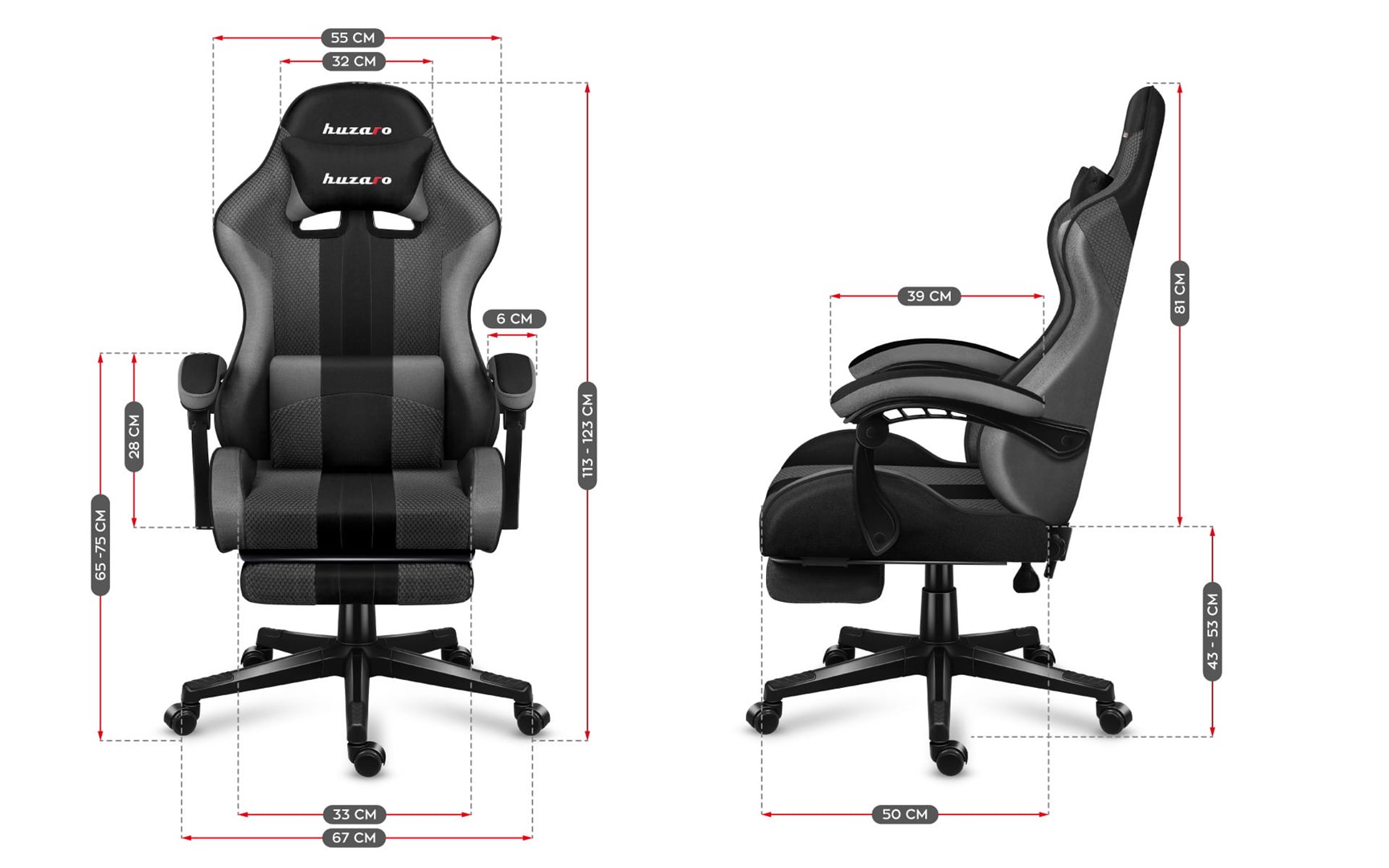 [OUTLET] Karrige gaming Huzaro FORCE 4.7, 140kg, 43-53cm, i hirtë