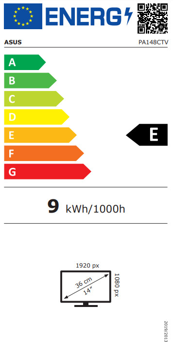 Monitor ASUS ProArt PA148CTV - LED, 14", FHD, i	zi