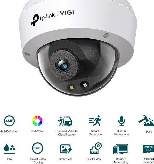 Kамера IP TP-Link VIGI C240, 4MP, 2.8mm, бела