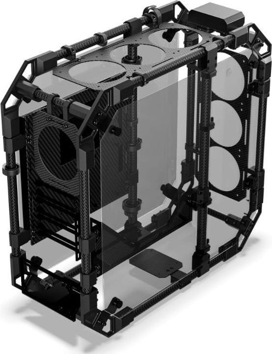 Kase PC Alphacool Apex Skeleton, ATX, strukturë e hapur, karbon e zezë