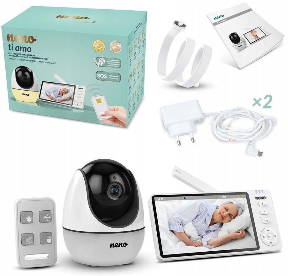 Përkujdesës elektronik për bebe Neno Body Lotion Ti Amo, me funksion SOS, i bardhë