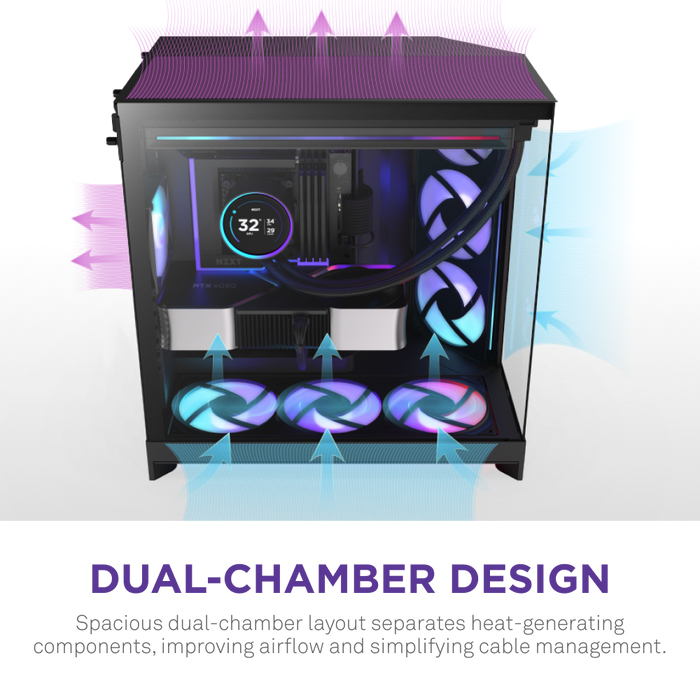 NZXT H9 Flow RGB+ (CM-H92FB-P1) – Kasë kompjuteri – ATX – e zezë