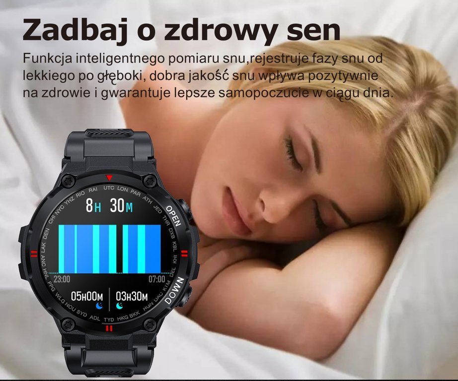 Ora inteligjente Gravity GT7-5, ekran 1.28", Bluetooth 5.0, gri me të kuqe