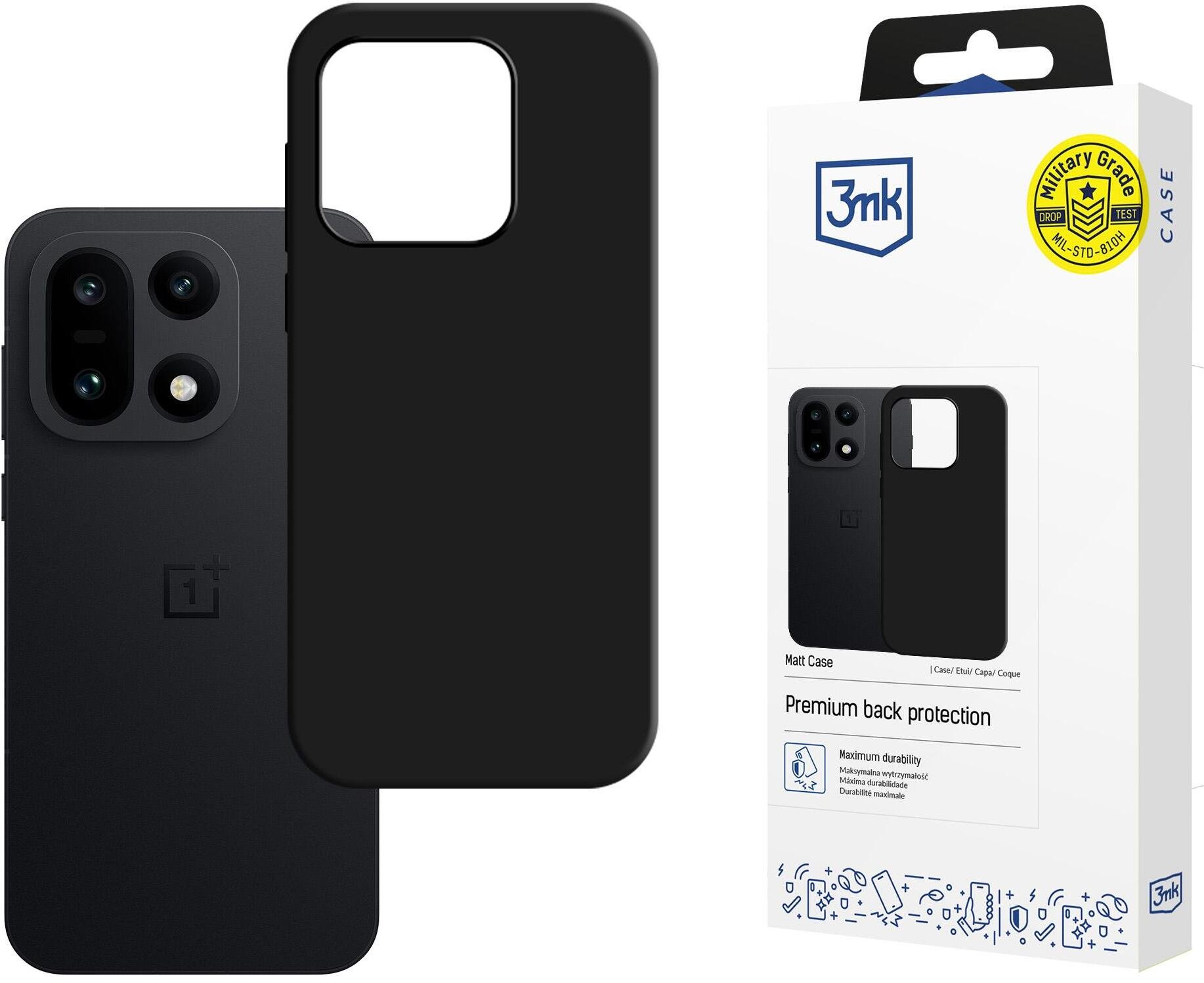 Mbrojtëse telefoni 3mk Matt Case, për OnePlus 15 5G, mat, e zezë