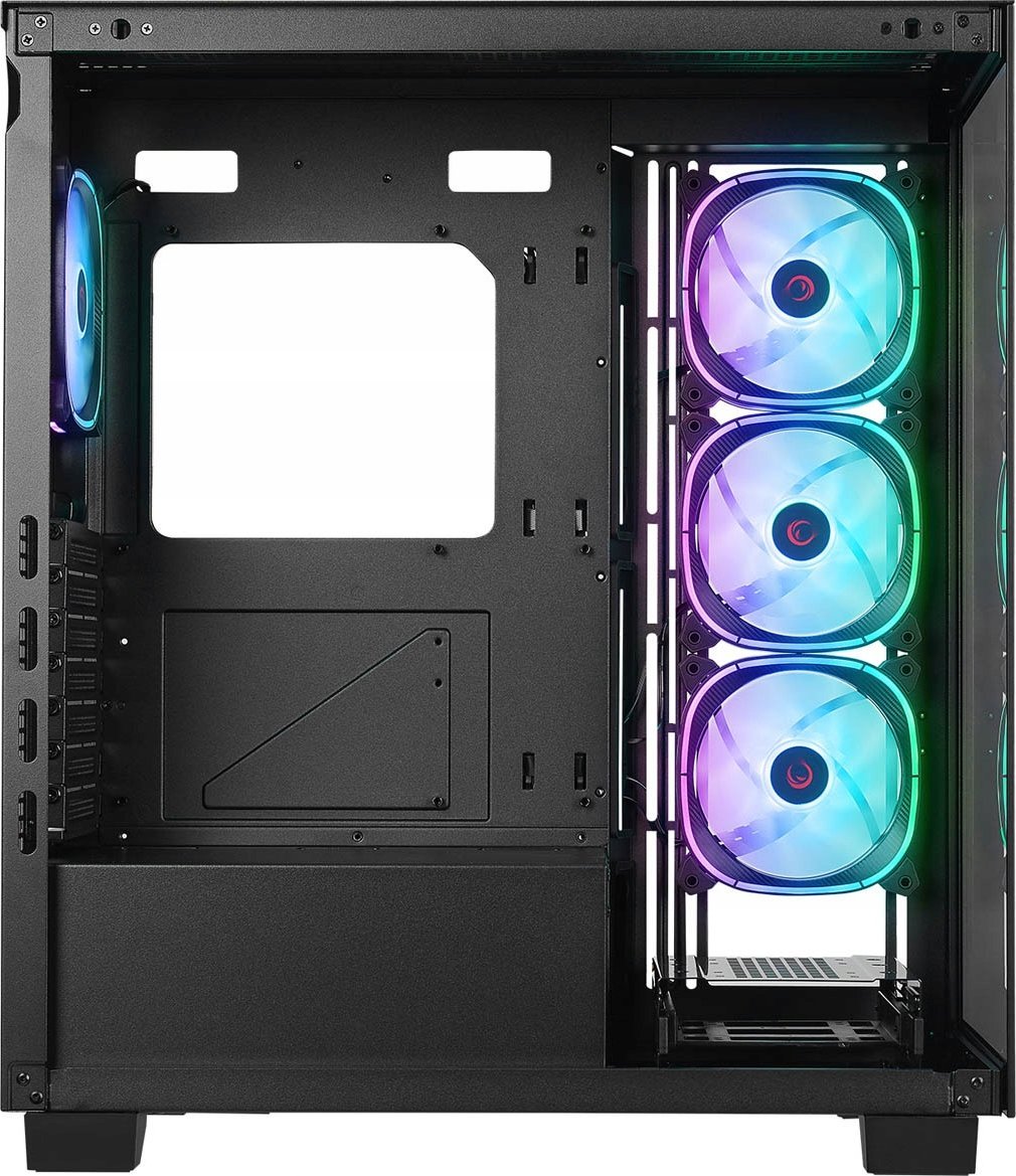 Куќиште за компјутер Rampage Hydra V1, ARGB центар за вентилатори, 4x USB C USB A, црно