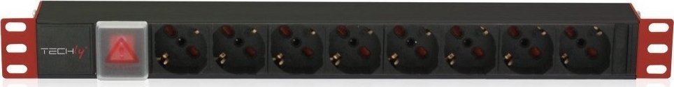 Panel energjie rack Techly 1U, 8x Schuko UNEL, kabllo C20 3m, i zi