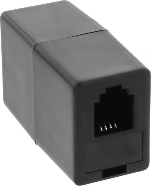 Adapter telefonik InLine RJ10 4P4C, femër në femër, i zi
