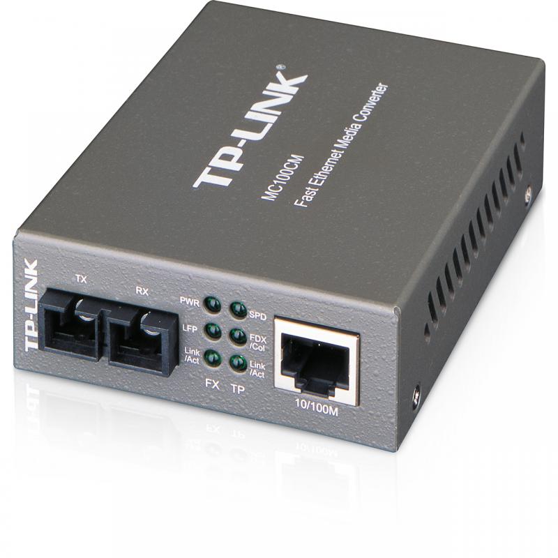 Media konvertues TP-LINK MC100CM, 10/100 Mbps, fibra multi-mode, gri
