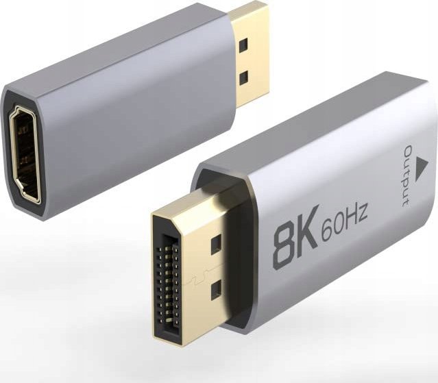 Adapter video PremiumCord HDMI 2.1 në DisplayPort 1.4, 8K 60Hz, 4K 144Hz, gri Space