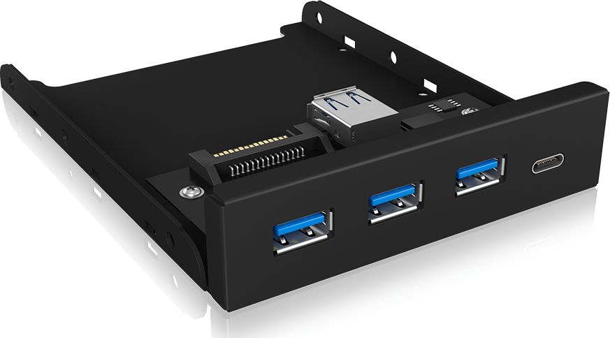 Panel frontal për kompjuter Icy Box IB-HUB1418-i3, 3x USB 3.0, 1x USB-C, i zi