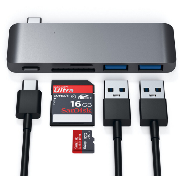 USB Hub Satechi USB-C Passthrough, i hirtë
