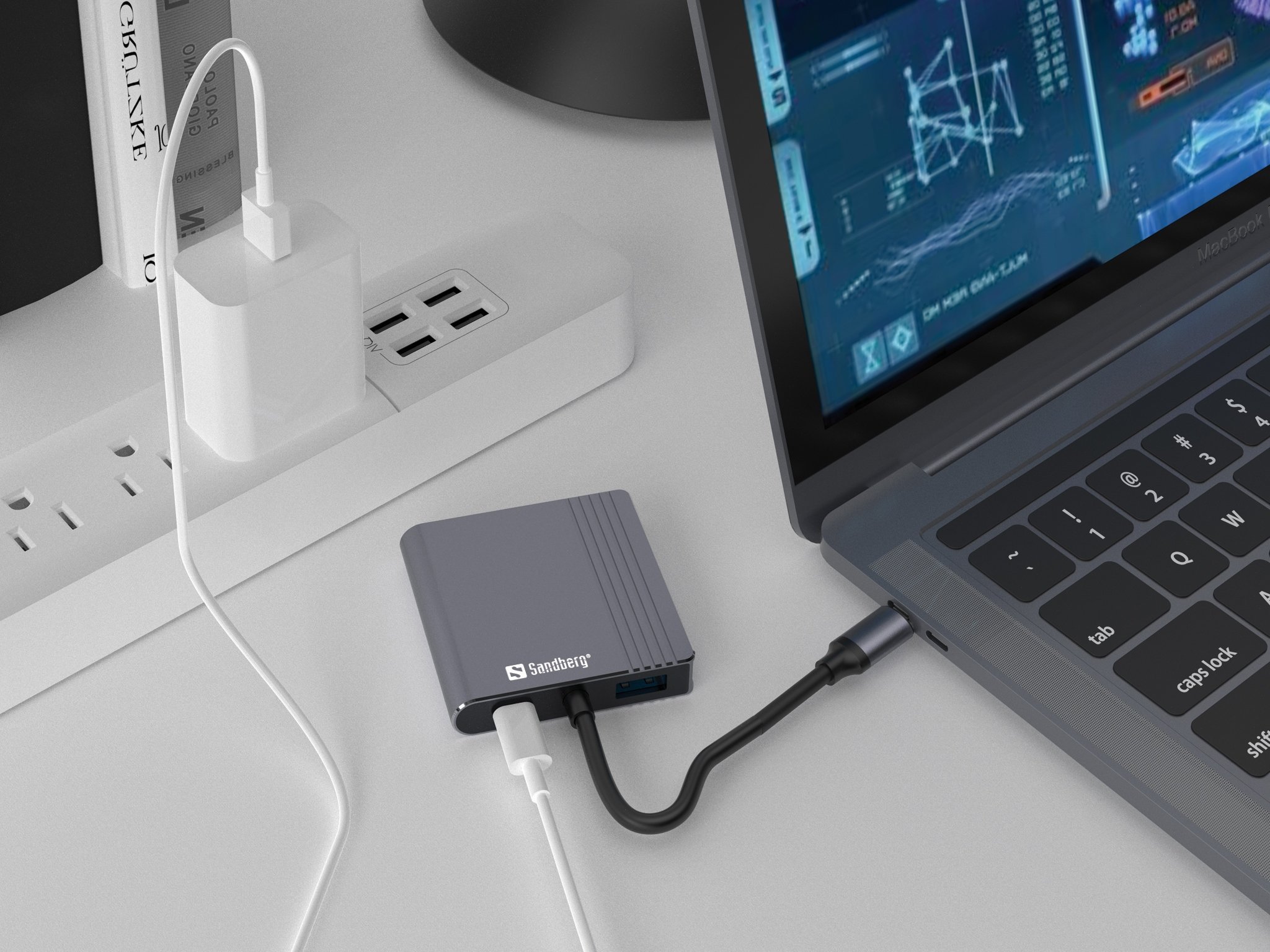 Dok USB-C Sandberg Dock 2xHDMI USB PD, 2x HDMI, USB-A, gri