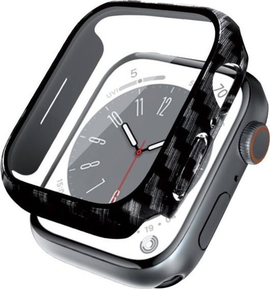 Mbrojtëse ore Crong Hybrid Watch Case, për Apple Watch 44mm, me xham të integruar, karbon